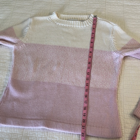 Vintage Cotton Knit Pink Sweater Medium Balletcore Soft girl color block Cozy - Picture 5 of 6